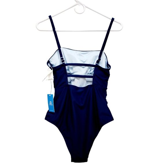 Womens Blue One-Piece Swimsuit With Adjustable Straps & Ruched Details Size S - Picture 2 of 9